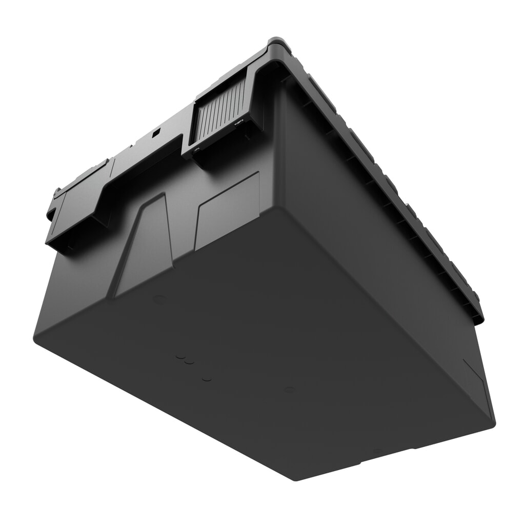 Alpha Eurobox van PP-regranulaat met klapdeksel, zwart/groen, 56 liter, hxbxd 310 x 600 x 400 mm Productafbeelding nr. 4: Alpha Eurobox van PP-regranulaat met klapdeksel, zwart/groen, 56 liter, hxbxd 310 x 600 x 400 mm