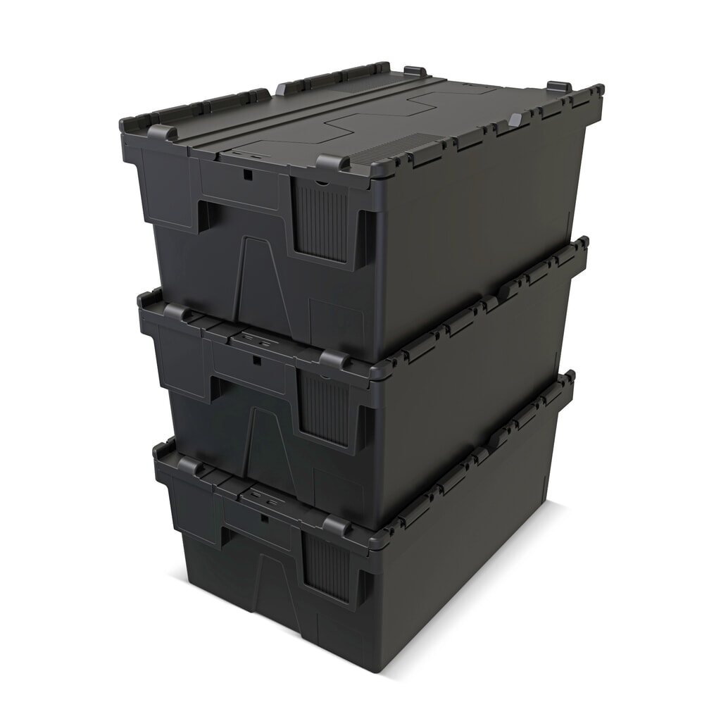 Alpha Eurobox van PP-regranulaat met klapdeksel, zwart, 40 liter, hxbxd 250 x 600 x 400 mm Productafbeelding nr. 9: Alpha Eurobox van PP-regranulaat met klapdeksel, zwart, 40 liter, hxbxd 250 x 600 x 400 mm