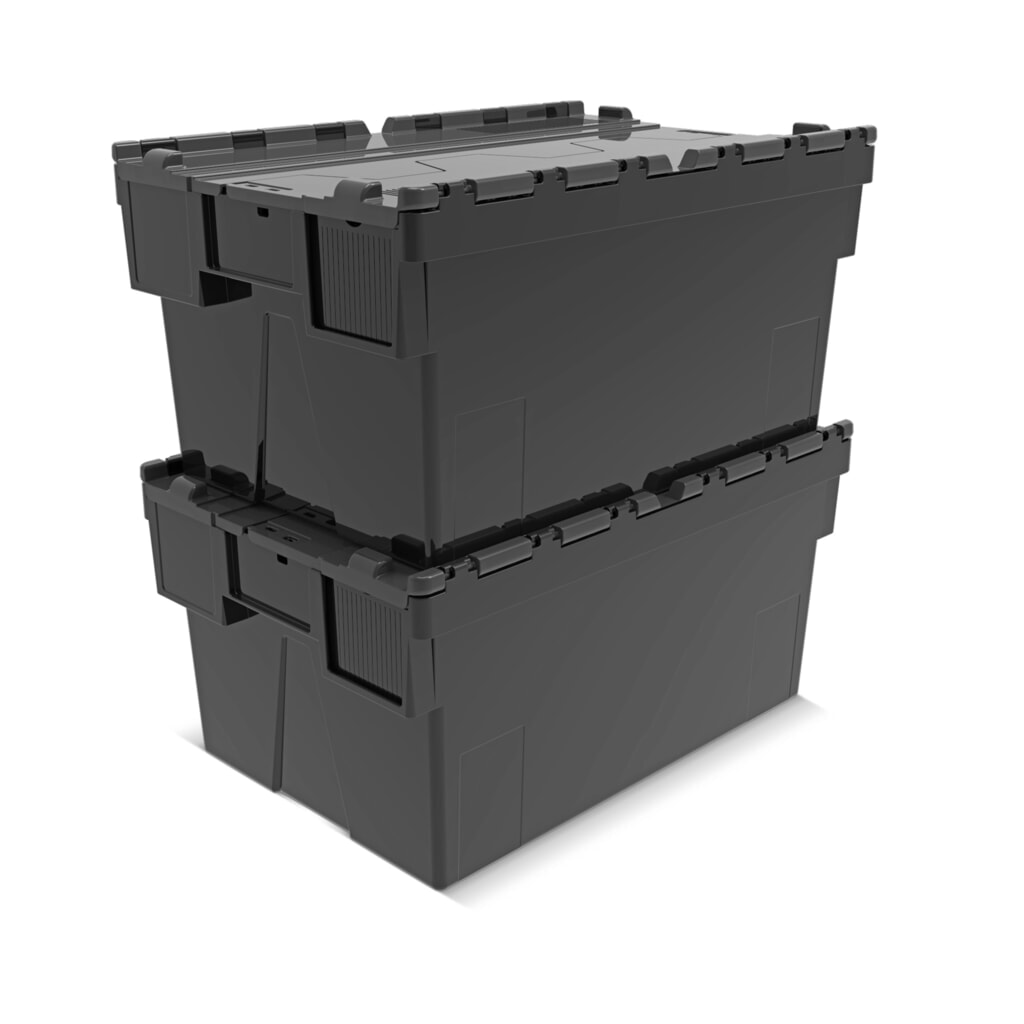 Productafbeelding nr. 7: Alpha Eurobox van PP-regranulaat met klapdeksel, zwart/gentiaanblauw, 56 liter, hxbxd 310 x 600 x 400 mm