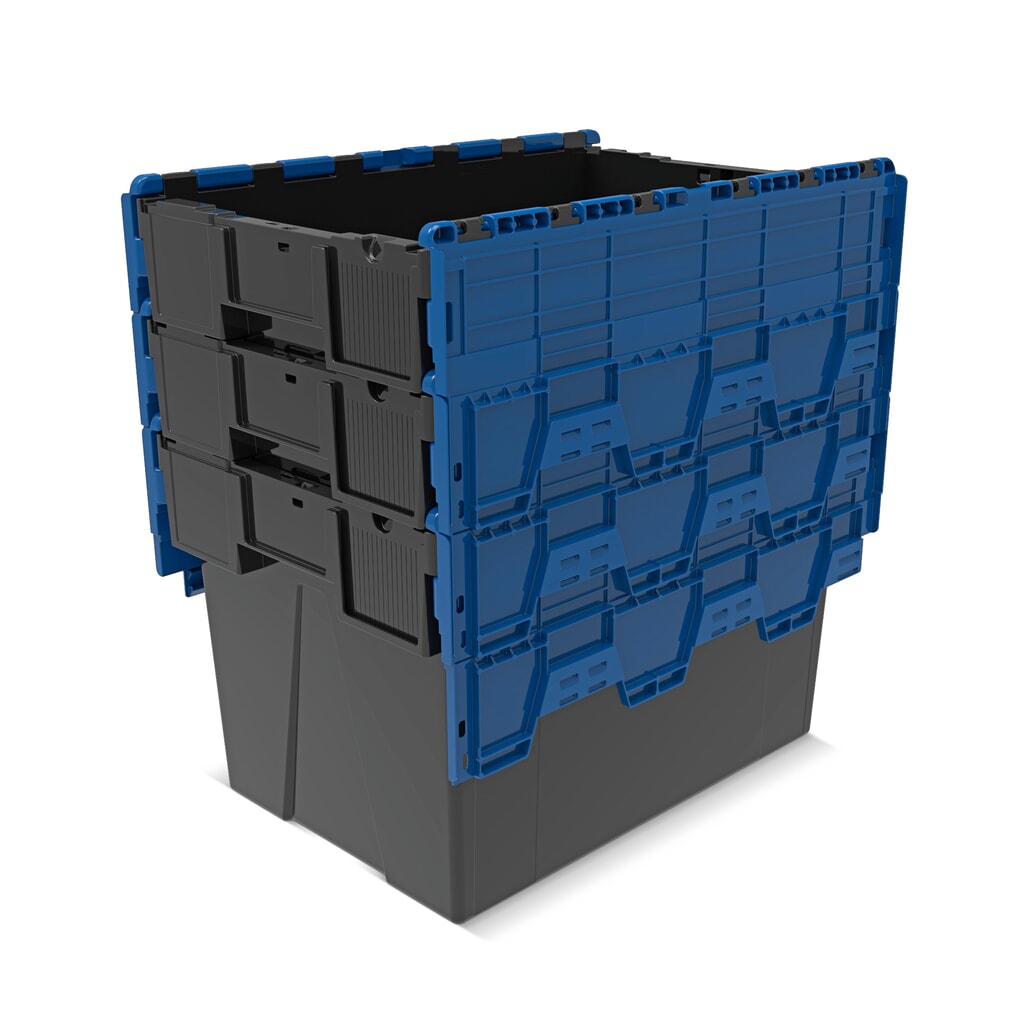 Productafbeelding nr. 8: Alpha Eurobox van PP-regranulaat met klapdeksel, zwart/gentiaanblauw, 77 liter, hxbxd 400 x 600 x 400 mm