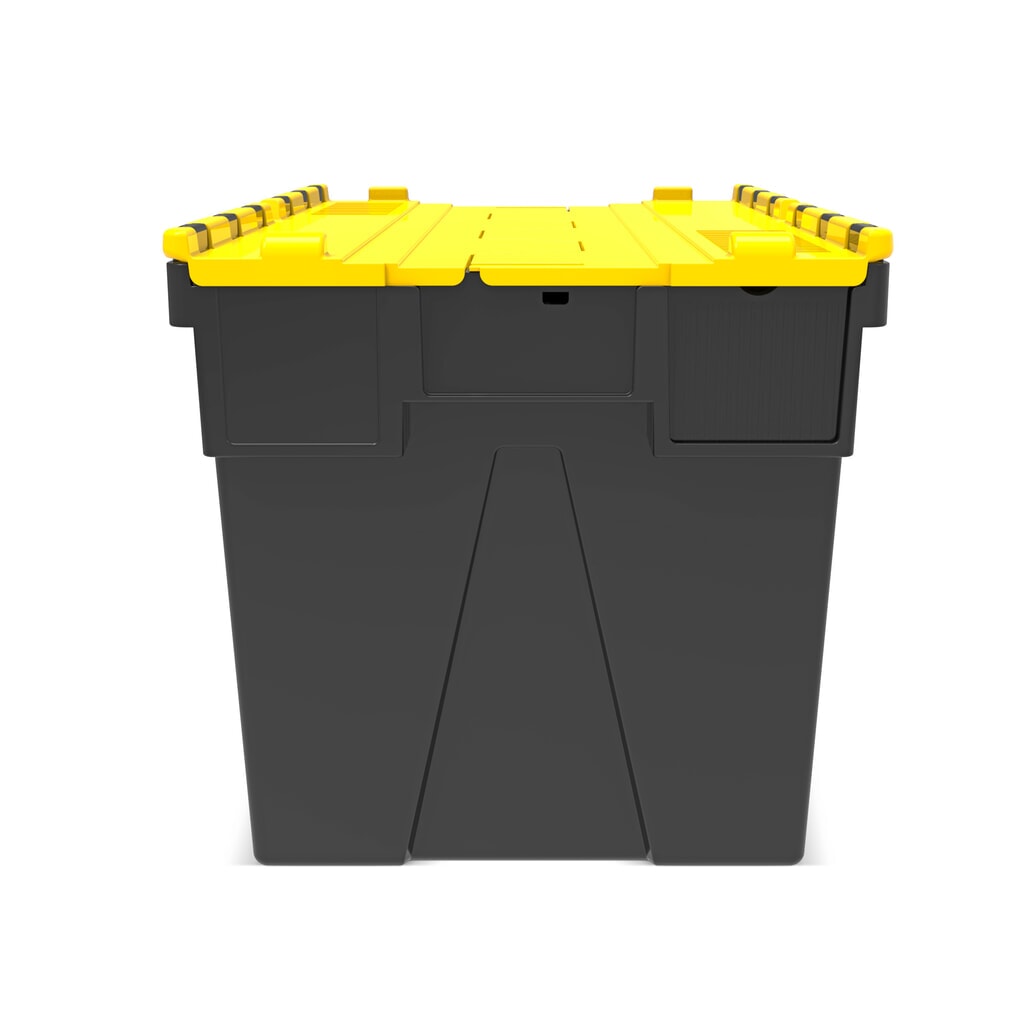 Alpha Eurobox van PP-regranulaat met klapdeksel, zwart/geel, 77 liter, hxbxd 400 x 600 x 400 mm Productafbeelding nr. 5: Alpha Eurobox van PP-regranulaat met klapdeksel, zwart/geel, 77 liter, hxbxd 400 x 600 x 400 mm