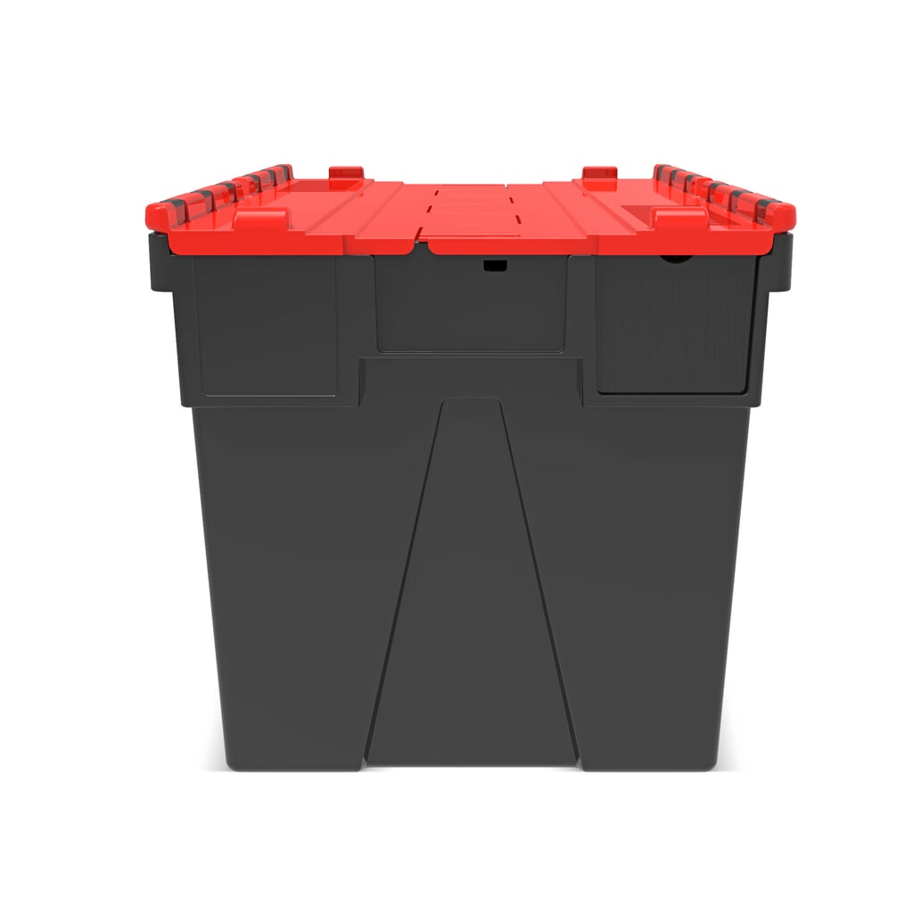 Alpha Eurobox van PP-regranulaat met klapdeksel, zwart/rood, 77 liter, hxbxd 400 x 600 x 400 mm Productafbeelding nr. 5: Alpha Eurobox van PP-regranulaat met klapdeksel, zwart/rood, 77 liter, hxbxd 400 x 600 x 400 mm