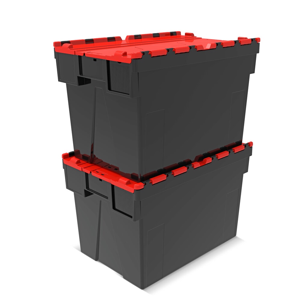Productafbeelding nr. 7: Alpha Eurobox van PP-regranulaat met klapdeksel, zwart/rood, 77 liter, hxbxd 400 x 600 x 400 mm