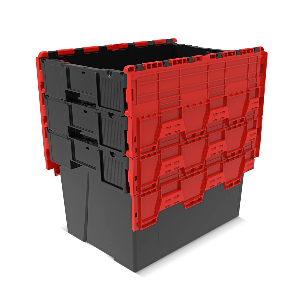 Alpha Eurobox van PP-regranulaat met klapdeksel, zwart/rood, 77 liter, hxbxd 400 x 600 x 400 mm Productafbeelding nr. 8: Alpha Eurobox van PP-regranulaat met klapdeksel, zwart/rood, 77 liter, hxbxd 400 x 600 x 400 mm