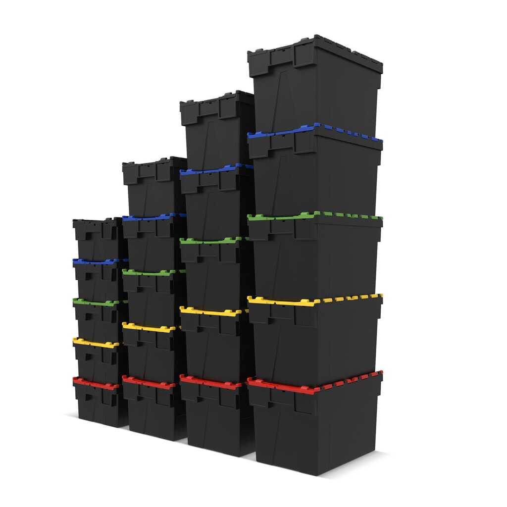 Productafbeelding nr. 6: Alpha Eurobox van PP-regranulaat met klapdeksel, zwart/groen, 56 liter, hxbxd 310 x 600 x 400 mm