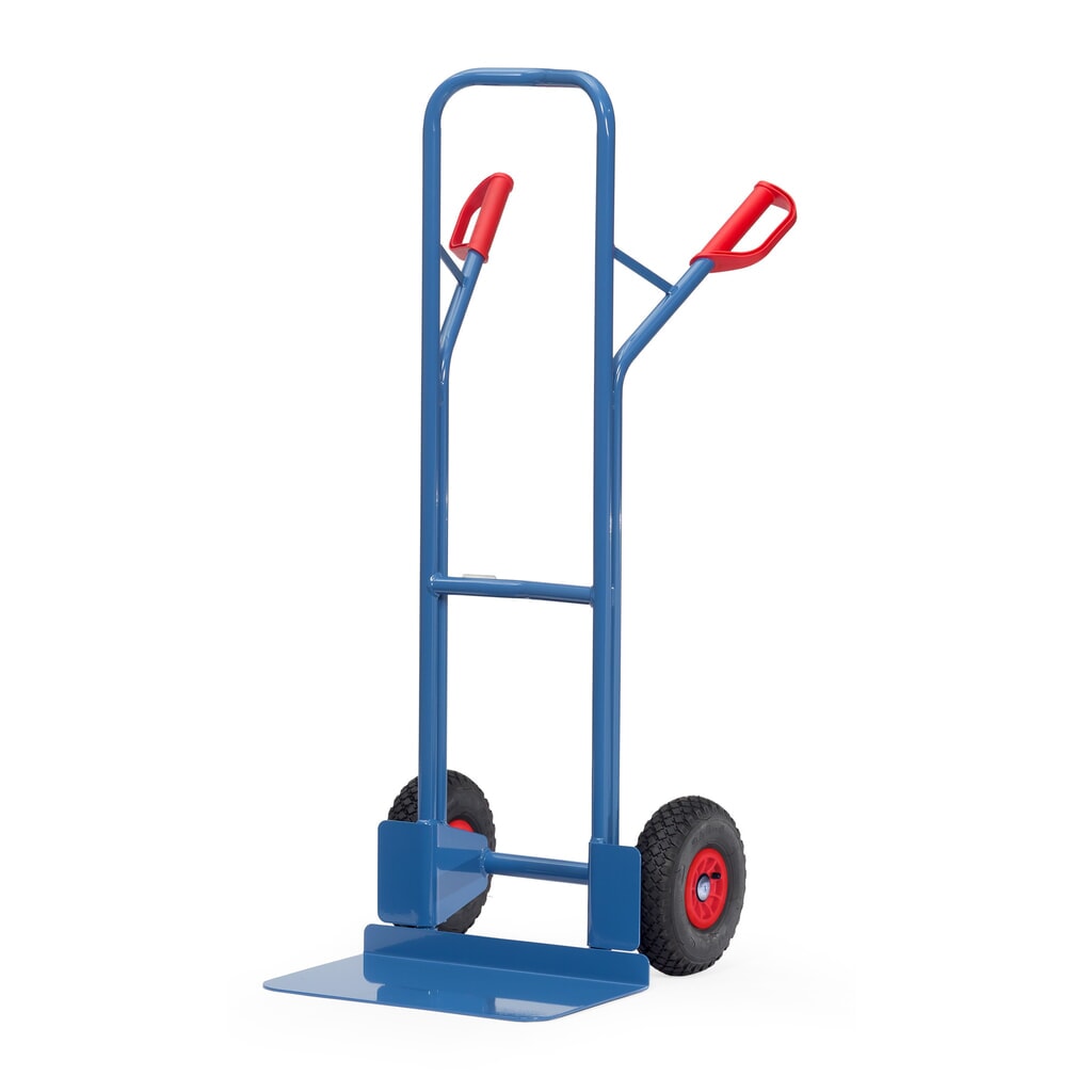 Product afbeelding: fetra® stapelkar, hoogte 1.300 mm, draagvermogen 300 kg, schep BxD 480 x 300 mm, met dwarsbeugel bovenaan, luchtbanden