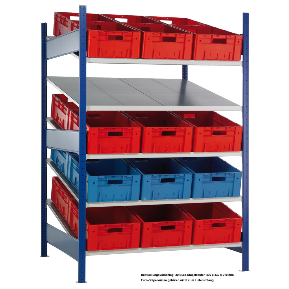 Product afbeelding: Rek met schuine legborden SCHULTE XL, basiselement MULTIplus 150, 2.000 x 1.300 x 1.200 mm
