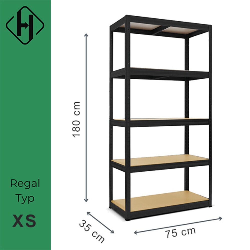 Productafbeelding nr. 2: Rek voor zware lasten HEMMDAL type XS, zwart - 180 x 75 x 35 cm - tot 750 kg