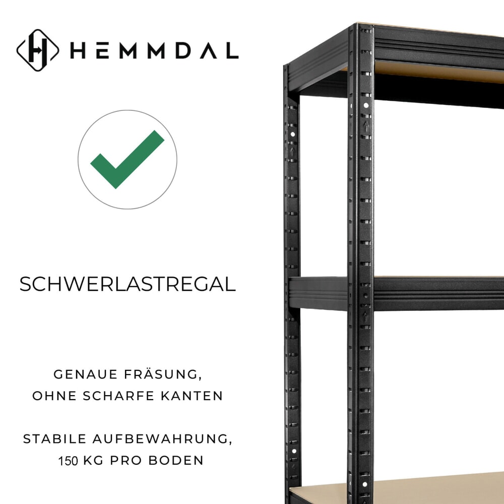Productafbeelding nr. 3: Rek voor zware lasten HEMMDAL type XS, zwart - 180 x 75 x 35 cm - tot 750 kg