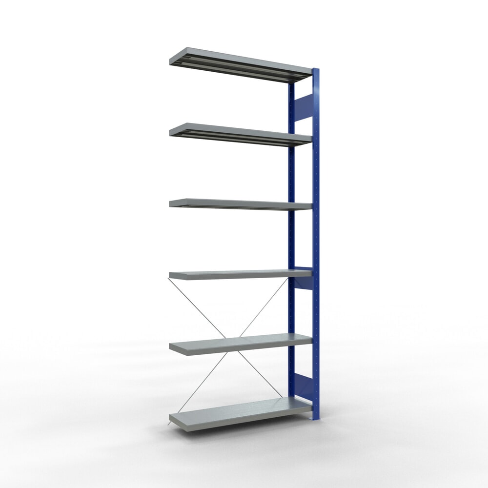 Product afbeelding: Legbordrek SCHULTE inhaakmontage, aanbouwelement, schapbelasting 330 kg, gentiaanblauw/verzinkt, h x b x d 2.500 x 1.000 x 300 mm
