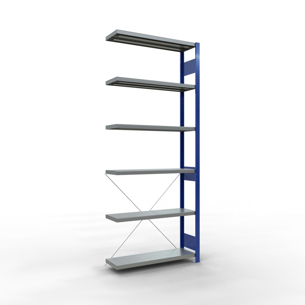 Product afbeelding: Legbordrek SCHULTE inhaakmontage, aanbouwelement, schapbelasting 330 kg, gentiaanblauw/verzinkt, h x b x d 2.500 x 1.000 x 300 mm