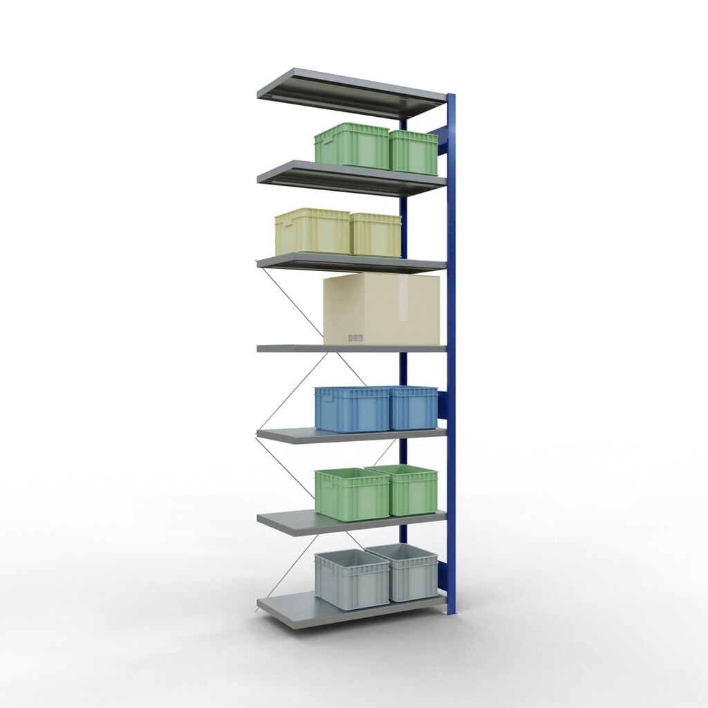 Productafbeelding nr. 3: Legbordrek SCHULTE steekmontage, AE, VL 330 kg, gentiaanblauw / verzinkt, hxbxd 3.000 x 1.000 x 500 mm