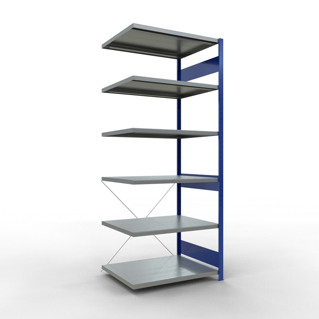 Legbordrek SCHULTE inhaakmontage, aanbouwelement, schapbelasting 330 kg, gentiaanblauw/verzinkt, h x b x d 2.500 x 1.000 x 800 mm Product afbeelding: Legbordrek SCHULTE inhaakmontage, aanbouwelement, schapbelasting 330 kg, gentiaanblauw/verzinkt, h x b x d 2.500 x 1.000 x 800 mm