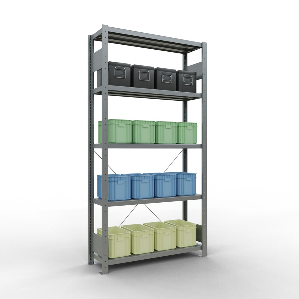 Legbordrek SCHULTE, verzinkt, met 5 legborden van plaatstaal, vaklast 330 kg, hxbxd 2.000 x 1.060 x 336 mm Productafbeelding nr. 3: Legbordrek SCHULTE, verzinkt, met 5 legborden van plaatstaal, vaklast 330 kg, hxbxd 2.000 x 1.060 x 336 mm