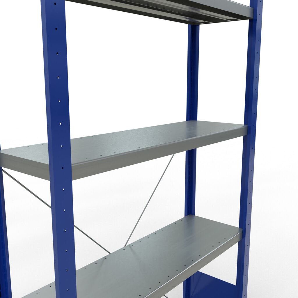 Productafbeelding nr. 5: Legbordrek SCHULTE, gentiaanblauw / verzinkt, met 5 legborden van plaatstaal, vaklast 330 kg, hxbxd 2.000 x 1.060 x 336 mm