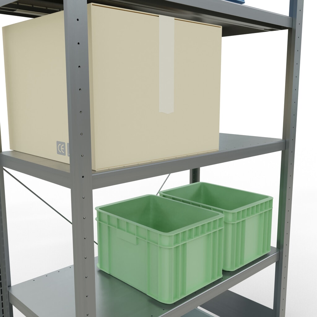 Legbordrek SCHULTE, verzinkt, met 5 legborden van plaatstaal, vaklast 330 kg, hxbxd 2.000 x 1.060 x 536 mm Productafbeelding nr. 4: Legbordrek SCHULTE, verzinkt, met 5 legborden van plaatstaal, vaklast 330 kg, hxbxd 2.000 x 1.060 x 536 mm