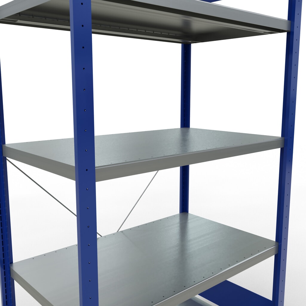 Legbordrek SCHULTE, gentiaanblauw / verzinkt, met 5 legborden van plaatstaal, vaklast 330 kg, hxbxd 2.000 x 1.060 x 636 mm Productafbeelding nr. 5: Legbordrek SCHULTE, gentiaanblauw / verzinkt, met 5 legborden van plaatstaal, vaklast 330 kg, hxbxd 2.000 x 1.060 x 636 mm