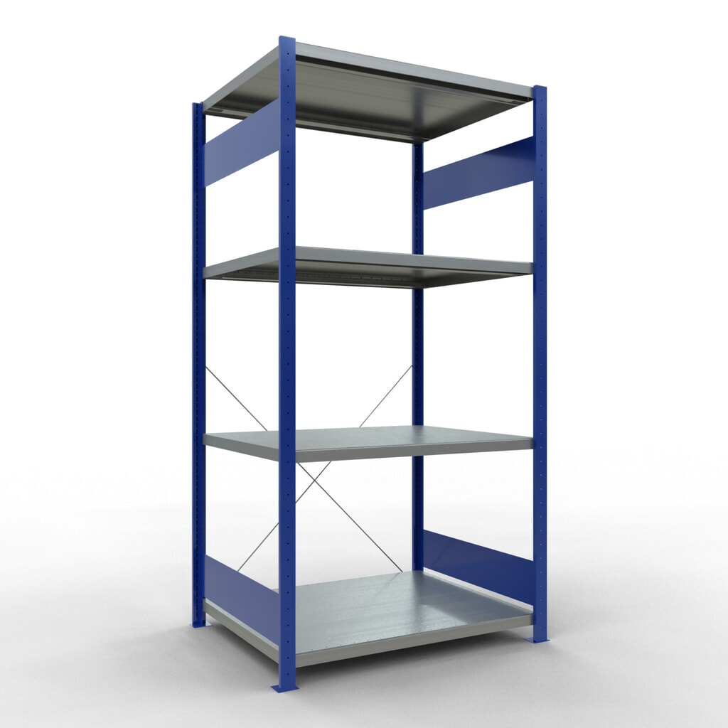 Product afbeelding: Legbordrek SCHULTE, gentiaanblauw / verzinkt, met 5 legborden van plaatstaal, vaklast 330 kg, hxbxd 2.000 x 1.060 x 836 mm