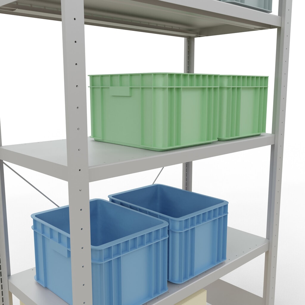 Productafbeelding nr. 4: Legbordrek SCHULTE, lichtgrijs, met 5 legborden van plaatstaal, vaklast 330 kg, hxbxd 2.000 x 1.060 x 536 mm