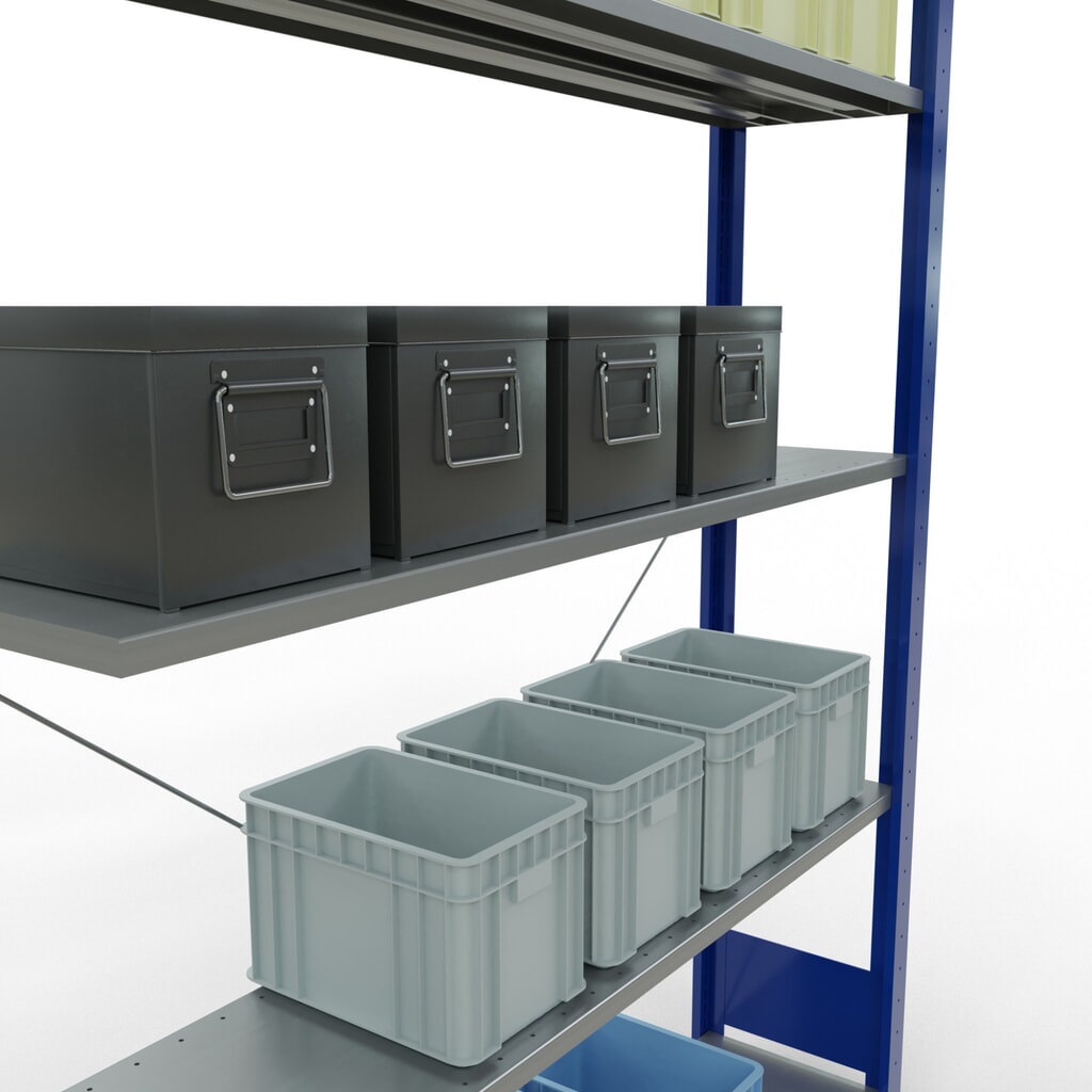 Legbordrek SCHULTE inhaaksysteem, aanbouwelement, schapbelasting 150 kg, gentiaanblauw/verzinkt, h x b x d 2.000 x 1.300 x 300 mm Productafbeelding nr. 2: Legbordrek SCHULTE inhaaksysteem, aanbouwelement, schapbelasting 150 kg, gentiaanblauw/verzinkt, h x b x d 2.000 x 1.300 x 300 mm
