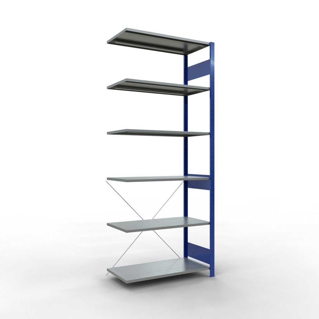 Product afbeelding: Legbordrek SCHULTE steeksysteem, AE, VL 150 kg, gentiaanblauw / verzinkt, hxbxd 2.500 x 1.000 x 500 mm