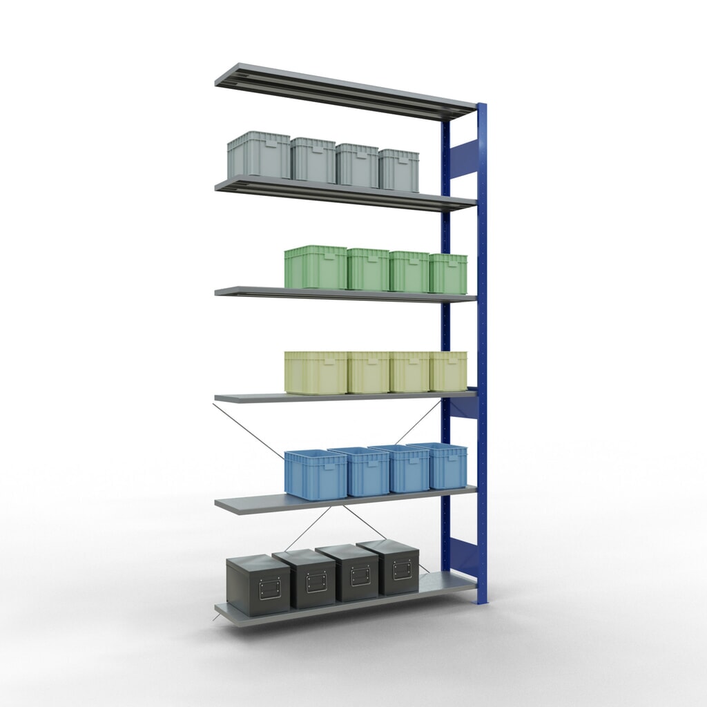 Legbordrek SCHULTE inhaaksysteem, aanbouwelement, schapbelasting 150 kg, gentiaanblauw/verzinkt, h x b x d 2.500 x 1.300 x 300 mm Productafbeelding nr. 3: Legbordrek SCHULTE inhaaksysteem, aanbouwelement, schapbelasting 150 kg, gentiaanblauw/verzinkt, h x b x d 2.500 x 1.300 x 300 mm