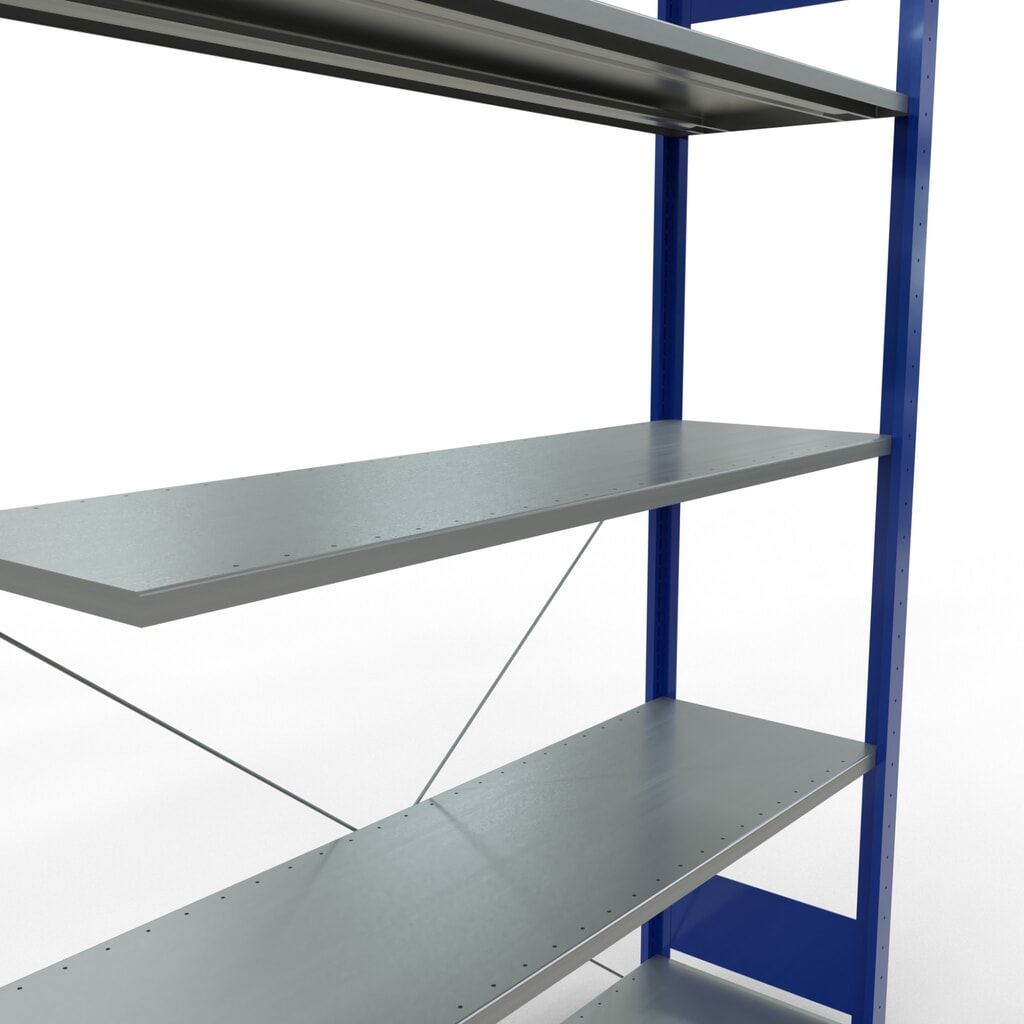 Productafbeelding nr. 5: Legbordrek SCHULTE inhaaksysteem, aanbouwelement, schapbelasting 150 kg, gentiaanblauw/verzinkt, h x b x d 2.000 x 1.300 x 400 mm