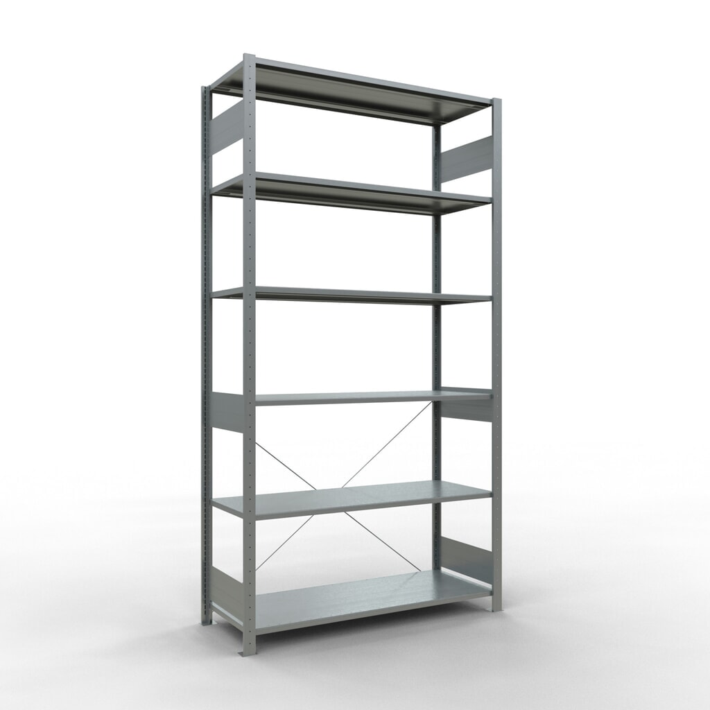 Legbordrek SCHULTE, verzinkt, vaklast 150 kg, hxbxd 2.500 x 1.360 x 536 mm Product afbeelding: Legbordrek SCHULTE, verzinkt, vaklast 150 kg, hxbxd 2.500 x 1.360 x 536 mm