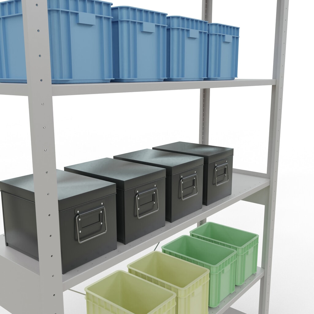 Legbordrek SCHULTE, lichtgrijs, vaklast 150 kg, hxbxd 2.500 x 1.360 x 436 mm Productafbeelding nr. 4: Legbordrek SCHULTE, lichtgrijs, vaklast 150 kg, hxbxd 2.500 x 1.360 x 436 mm