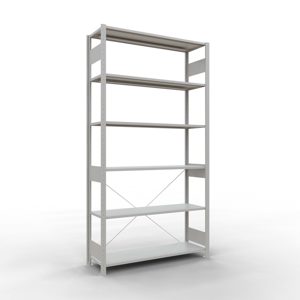 Legbordrek SCHULTE, lichtgrijs, vaklast 150 kg, hxbxd 2.500 x 1.360 x 436 mm Product afbeelding: Legbordrek SCHULTE, lichtgrijs, vaklast 150 kg, hxbxd 2.500 x 1.360 x 436 mm