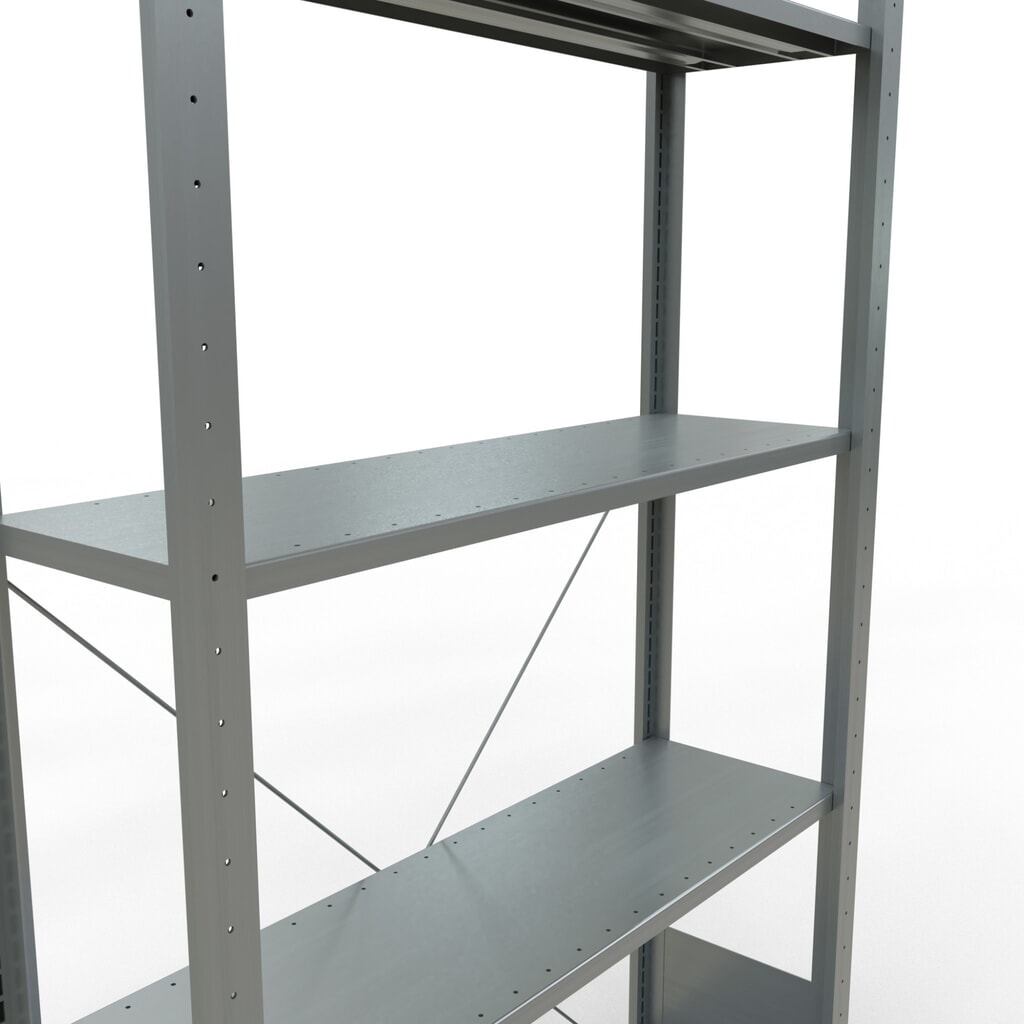 Legbordrek SCHULTE, verzinkt, met 5 legborden van plaatstaal, vaklast 150 kg, hxbxd 2.000 x 1.060 x 336 mm Productafbeelding nr. 2: Legbordrek SCHULTE, verzinkt, met 5 legborden van plaatstaal, vaklast 150 kg, hxbxd 2.000 x 1.060 x 336 mm