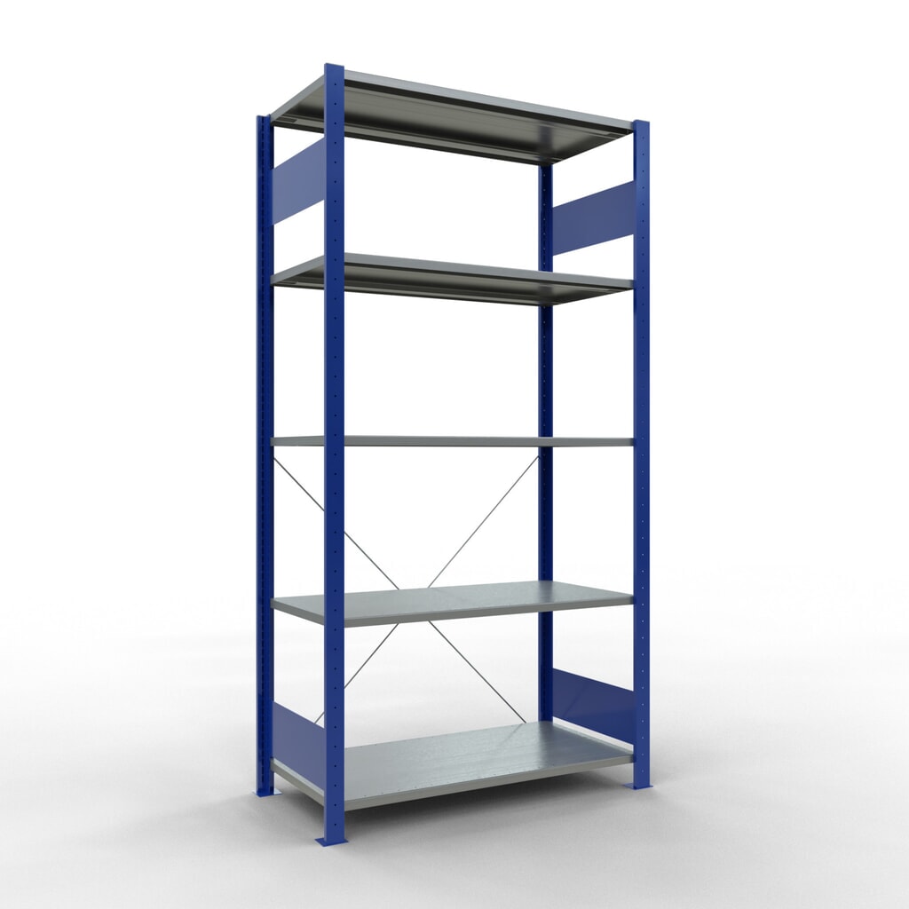 Product afbeelding: Legbordrek SCHULTE, gentiaanblauw / verzinkt, met 5 legborden van plaatstaal, vaklast 150 kg, hxbxd 2.000 x 1.060 x 536 mm