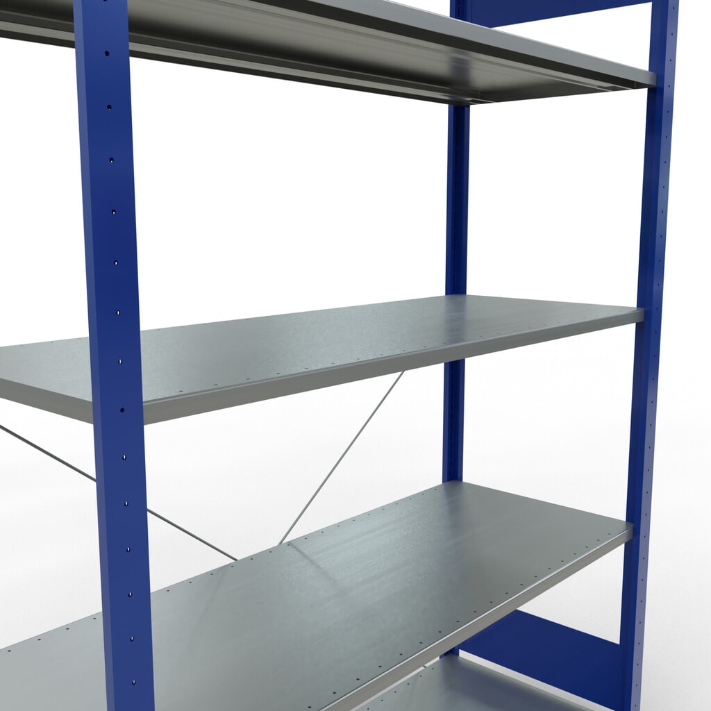 Productafbeelding nr. 5: Legbordrek SCHULTE, gentiaanblauw / verzinkt, met 5 legborden van plaatstaal, vaklast 150 kg, hxbxd 2.000 x 1.360 x 536 mm