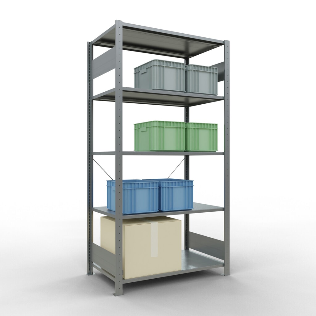 Legbordrek SCHULTE, verzinkt, met 5 legborden van plaatstaal, vaklast 150 kg, hxbxd 2.000 x 1.060 x 636 mm Productafbeelding nr. 3: Legbordrek SCHULTE, verzinkt, met 5 legborden van plaatstaal, vaklast 150 kg, hxbxd 2.000 x 1.060 x 636 mm
