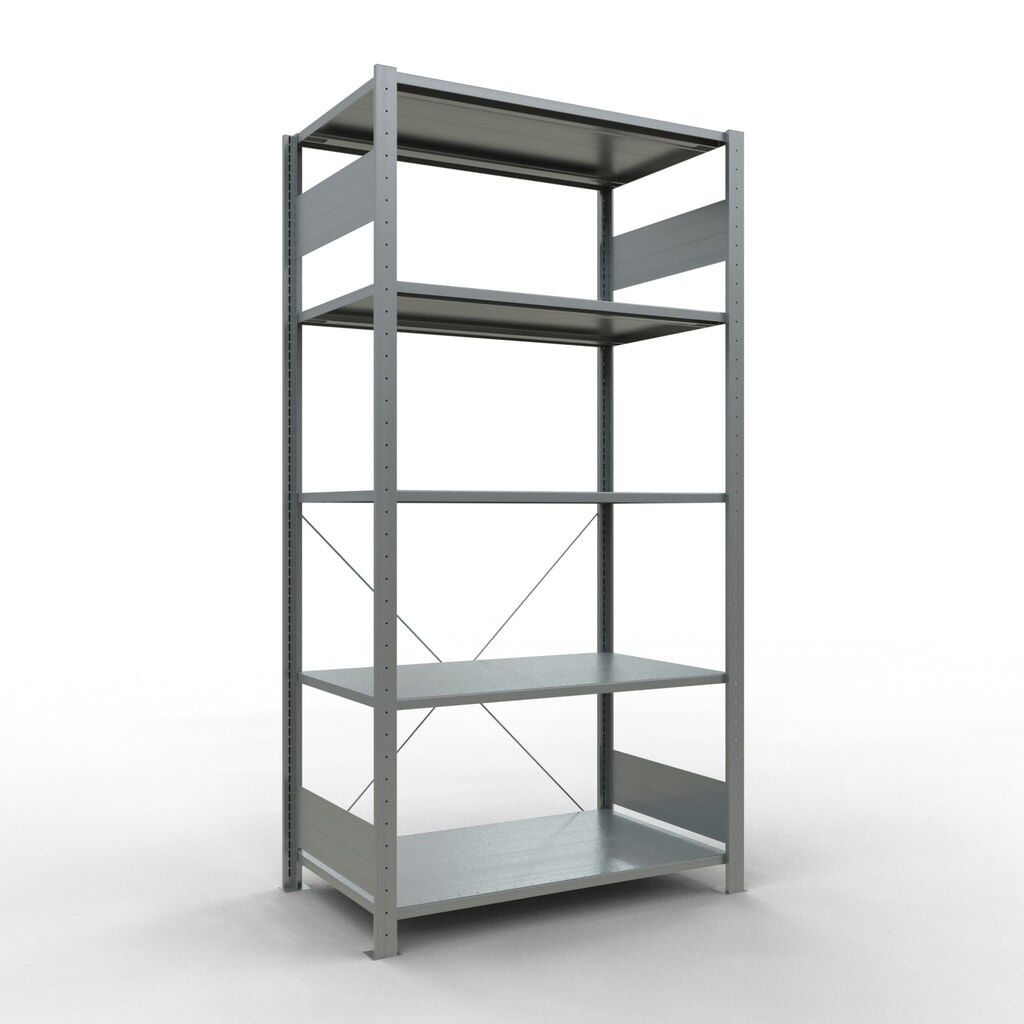 Product afbeelding: Legbordrek SCHULTE, verzinkt, met 5 legborden van plaatstaal, vaklast 150 kg, hxbxd 2.000 x 1.060 x 636 mm