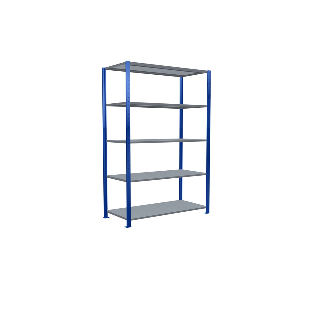 Productafbeelding nr. 2: Legbordrek SCHULTE, gentiaanblauw / verzinkt, met 5 legborden van plaatstaal, vaklast 150 kg, hxbxd 2.000 x 1.360 x 636 mm