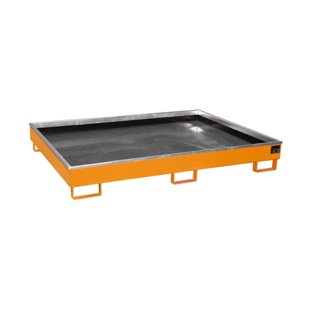 Product afbeelding: Bauer® reklekbak van staal met PE-inzetstuk RW 1800 PE, gelakt, geeloranje
