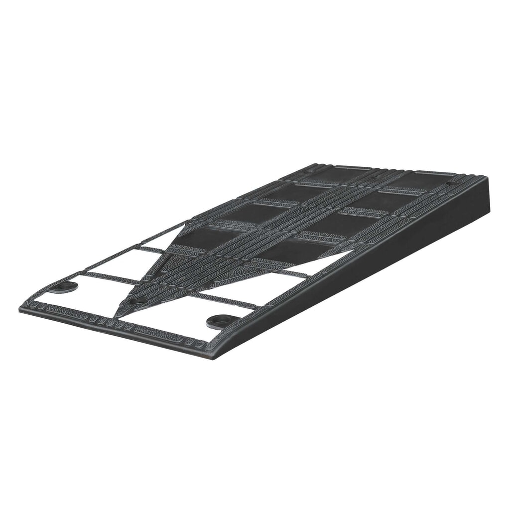 Product afbeelding: Stoeprand drempel MORAVIA van gevulkaniseerd rubber, bxhxd 450 x 75 x 1.000 mm, zwart-wit, incl. bevestigingsmateriaal