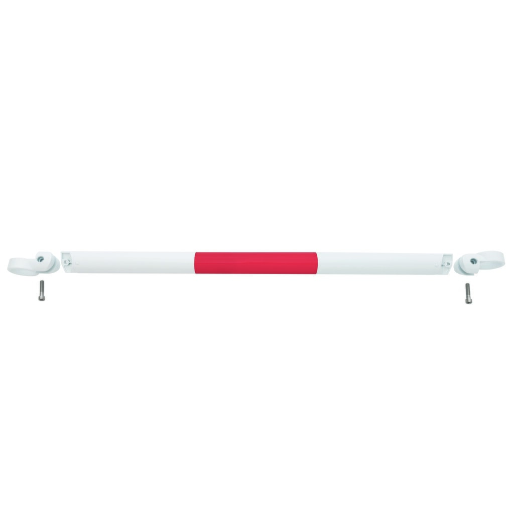 Systeemleuning MORION, dwarsbuis, Ø 60 mm, lengte 1.000 mm, rastermaat 1.170 mm, thermisch verzinkt en gelakt, rood/wit Product afbeelding: Systeemleuning MORION, dwarsbuis, Ø 60 mm, lengte 1.000 mm, rastermaat 1.170 mm, thermisch verzinkt en gelakt, rood/wit