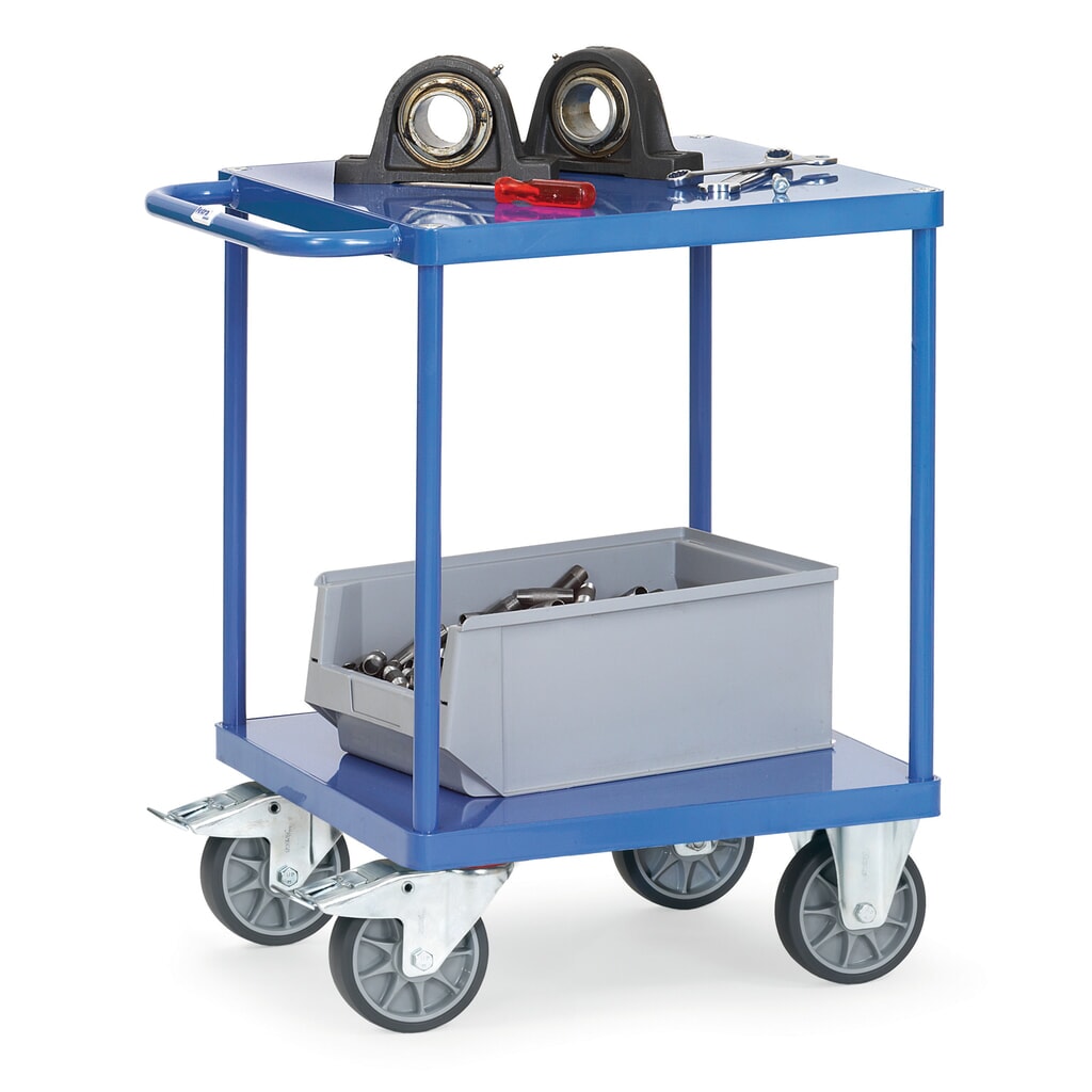 Tafel- en montagewagen fetra® met legborden van plaatstaal van 600 x 600 mm Productafbeelding nr. 2: Tafel- en montagewagen fetra® met legborden van plaatstaal van 600 x 600 mm