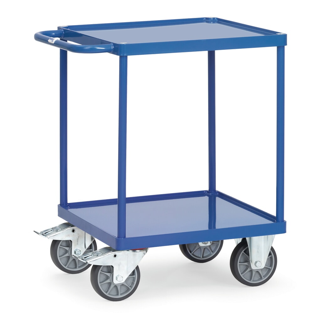 Tafel- en montagewagen fetra® met lekbakken van plaatstaal, laadvlak 600 x 600 mm Product afbeelding: Tafel- en montagewagen fetra® met lekbakken van plaatstaal, laadvlak 600 x 600 mm