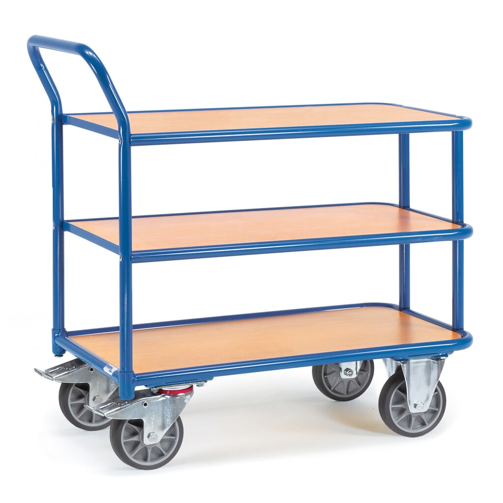 Tafelwagen fetra®, draagvermogen 400 kg, 3 etages van 850 x 500 mm Product afbeelding: Tafelwagen fetra®, draagvermogen 400 kg, 3 etages van 850 x 500 mm