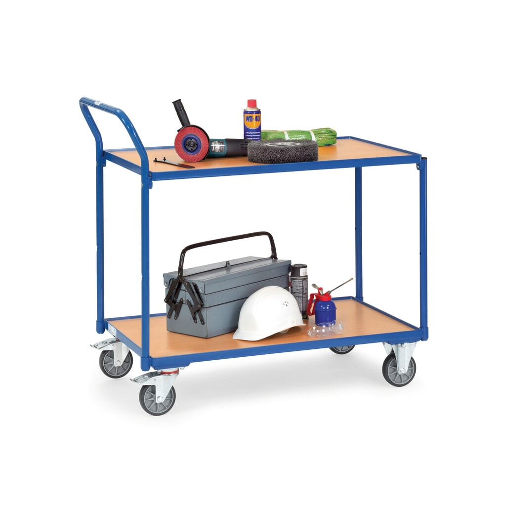 Tafelwagen fetra®, draagvermogen 300 kg, 2 etages van 850 x 500 mm, hoog aangebrachte duwbeugel Productafbeelding nr. 3: Tafelwagen fetra®, draagvermogen 300 kg, 2 etages van 850 x 500 mm, hoog aangebrachte duwbeugel