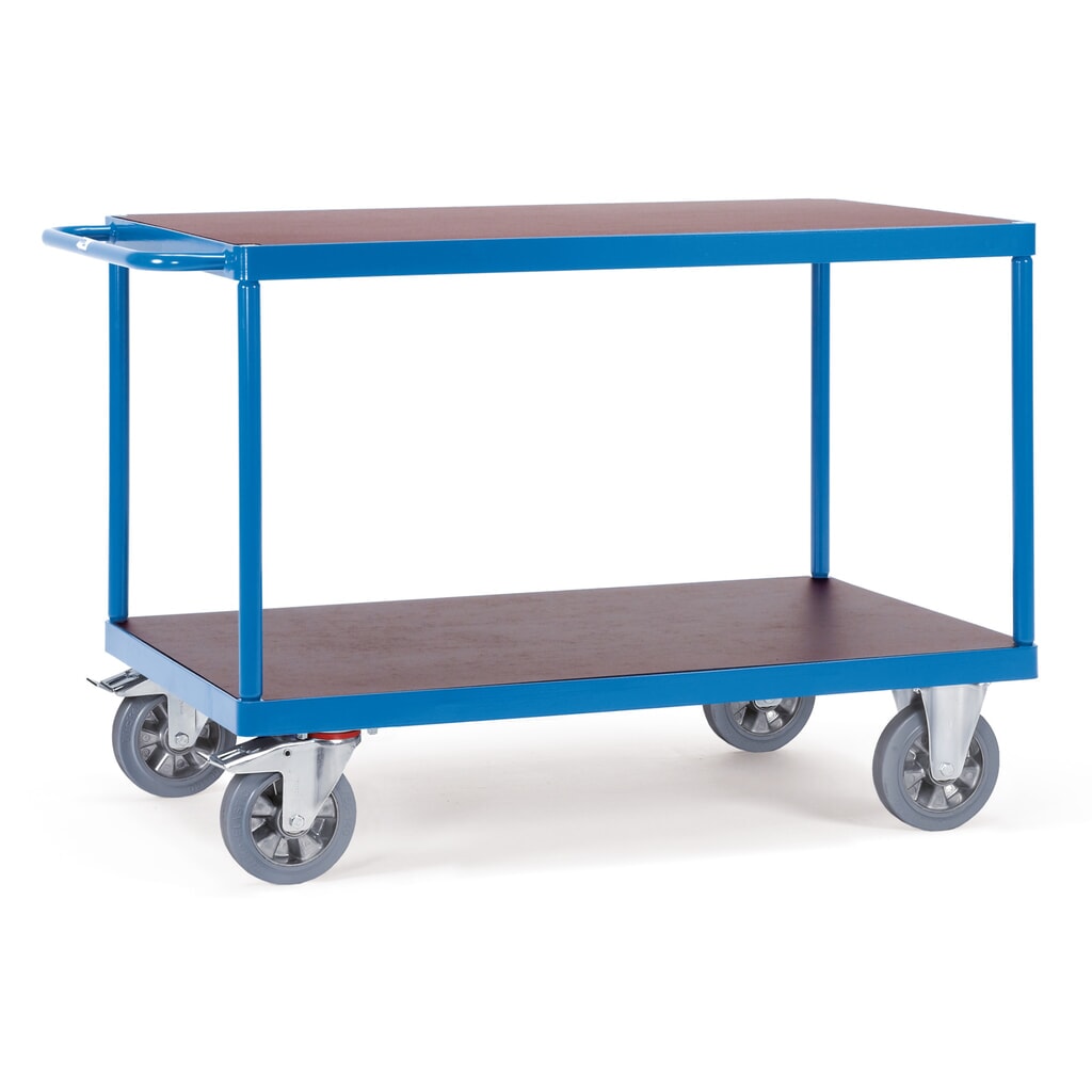 Tafelwagen fetra® voor zware lasten, draagvermogen 1.200 kg, 2 etages van 1.600 x 800 mm Product afbeelding: Tafelwagen fetra® voor zware lasten, draagvermogen 1.200 kg, 2 etages van 1.600 x 800 mm