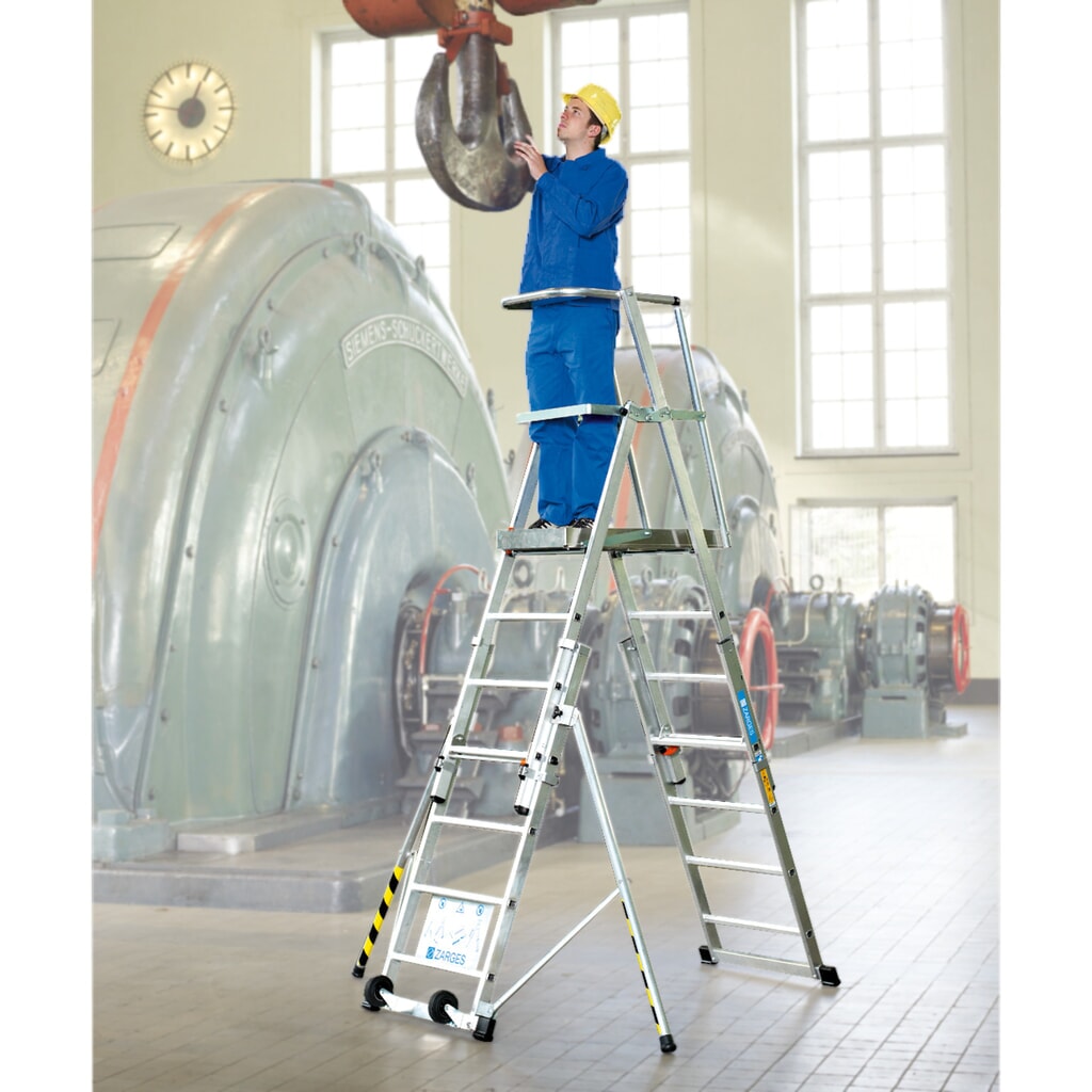 Product afbeelding: Telescopische bordesladder ZARGES, 2-zijdig oploopbaar, stahoogte 1,34 m