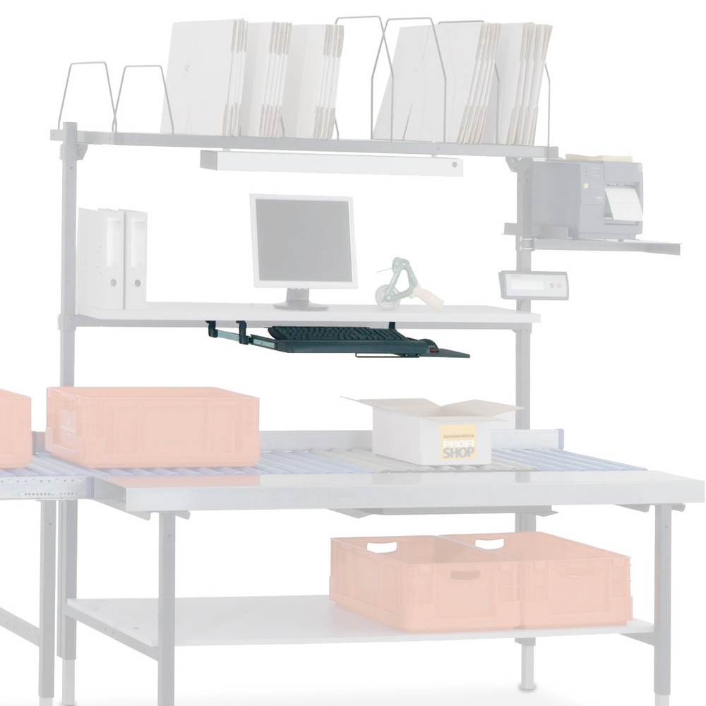Product afbeelding: Toetsenbord- en muisplank voor Rocholz paktafel, uitschuifbaar, hxbxd 110 x 600 x 420 mm
