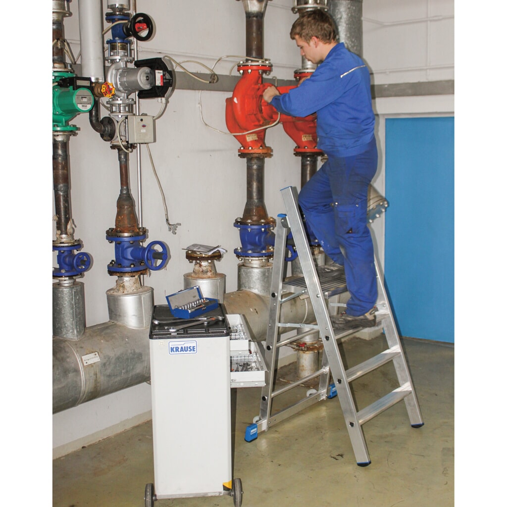 Montagetrap KRAUSE® Profi van aluminium, met 2 wielen, 4 treden Productafbeelding nr. 2: Montagetrap KRAUSE® Profi van aluminium, met 2 wielen, 4 treden