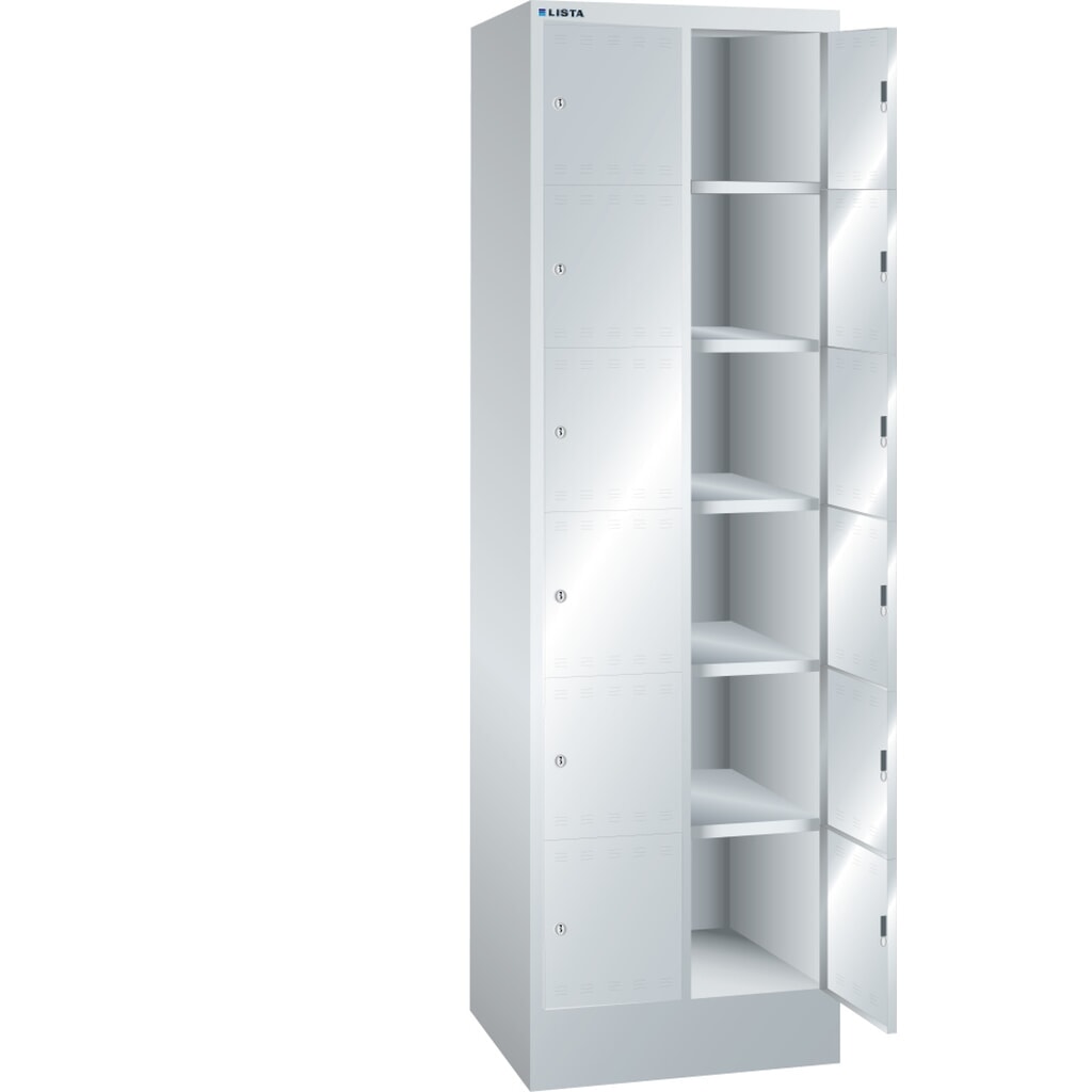 Product afbeelding: Vakkenkast LISTA, (bxdxh) 610x500x1995 mm, 2x6 vakken, cilinderslot