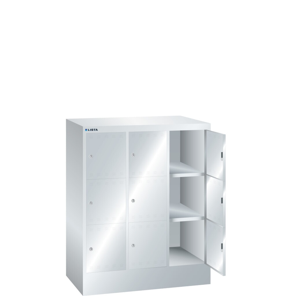 Vakkenkast LISTA, (bxdxh) 905x500x1095 mm, 3x3 vakken, cilinderslot Product afbeelding: Vakkenkast LISTA, (bxdxh) 905x500x1095 mm, 3x3 vakken, cilinderslot