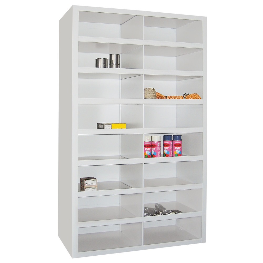 Productafbeelding nr. 1: Vakkenkast PAVOY, 16 vakken van 180 x 455 x 220 mm, lichtgrijs